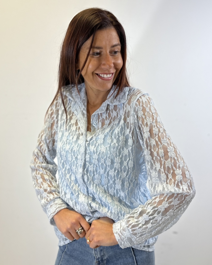 Chemisier Dentelle Faustina Bleu