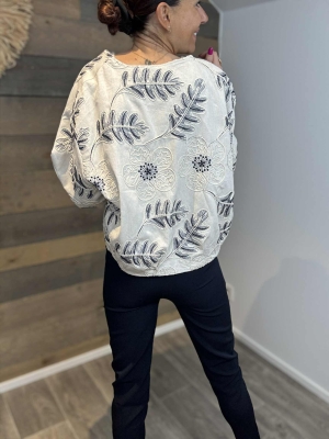 Veste Fleur Bleu Marine