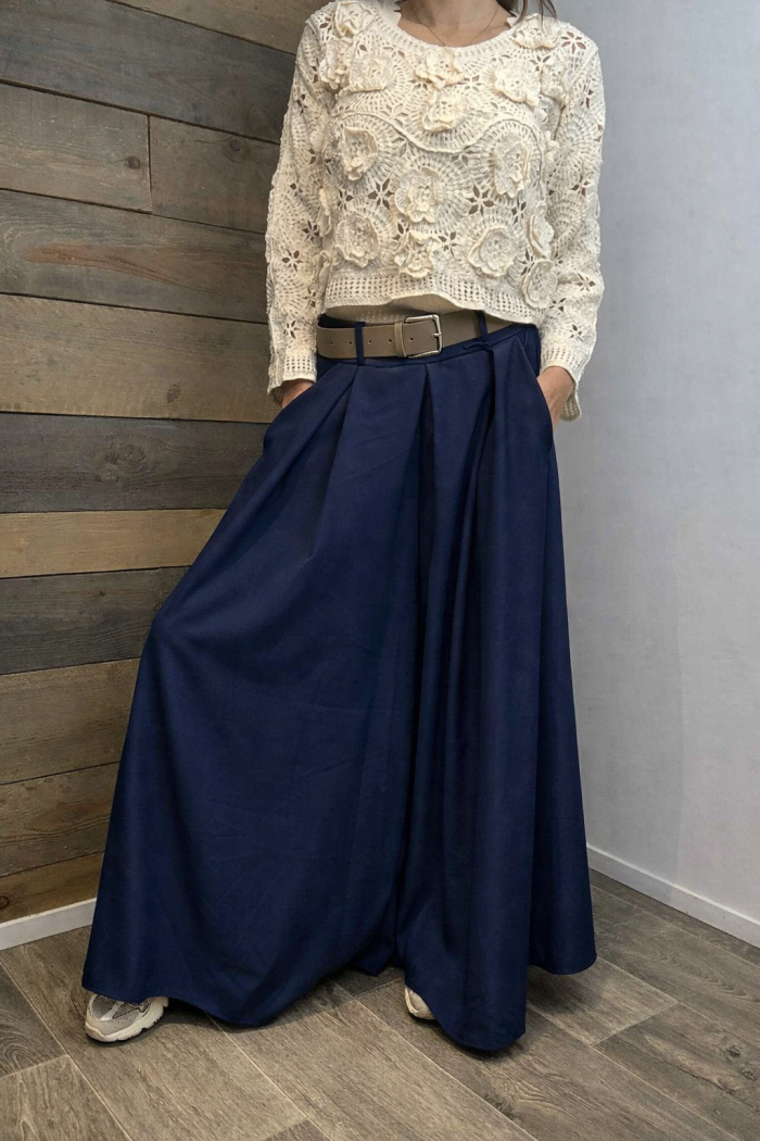 Pantalon Jupe Culotte Lilita Bleu marine