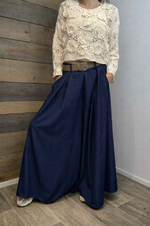 Pantalon Jupe Culotte Lilita Bleu marine