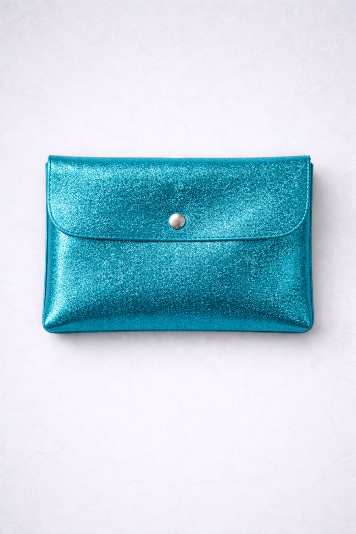 Pochette Cuir Glasia Turquoise