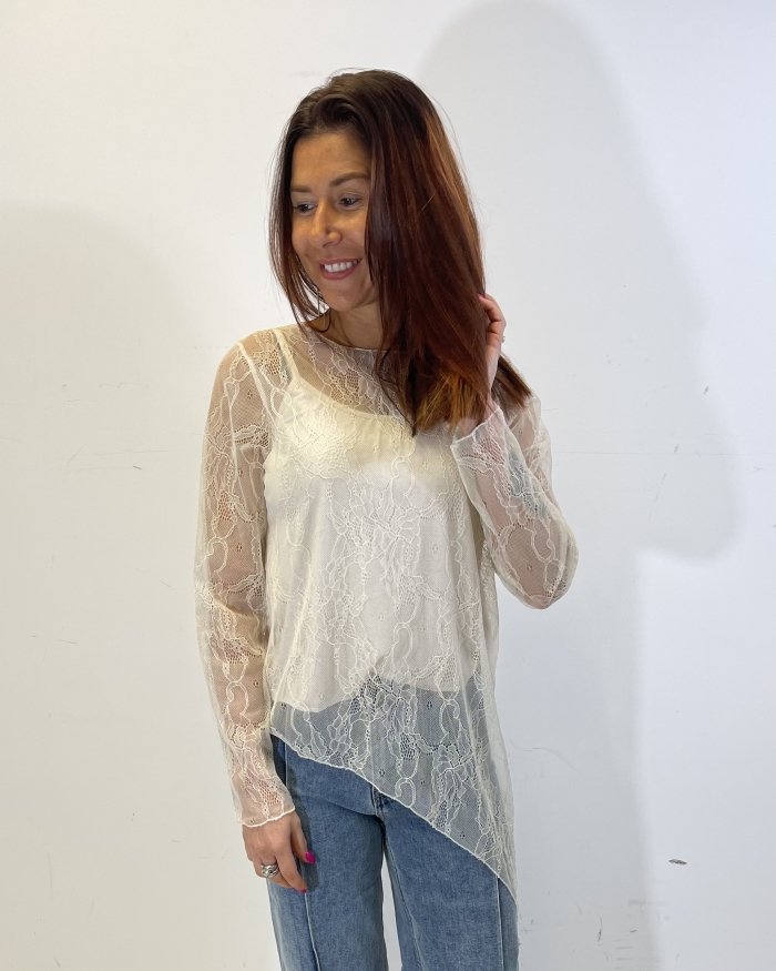 Blouse Doublé dentelle beige