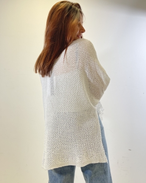 Pull dentelle Blanc Galin
